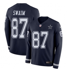 Nike Cowboys #87 Geoff Swaim Navy Blue Team Color Men Stitched NFL Limited Therma Long Sleeve Jersey