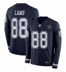 Nike Cowboys 88 CeeDee Lamb Navy Blue Team Color Men Stitched NFL Limited Therma Long Sleeve Jersey