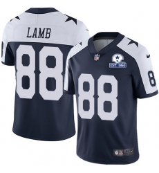 Nike Cowboys 88 CeeDee Lamb Navy Blue Thanksgiving Men Stitched With Established In 1960 Patch NFL Vapor Untouchable Limited Throwback Jersey