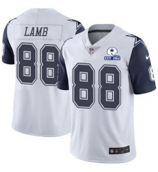 Nike Cowboys 88 CeeDee Lamb White Men Stitched With Established In 1960 Patch NFL Limited Rush Jersey