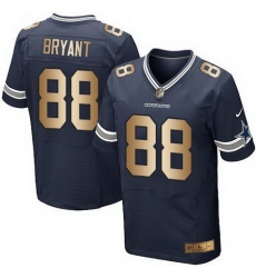 Nike Cowboys #88 Dez Bryant Navy Blue Team Color Mens Stitched NFL Elite Gold Jersey