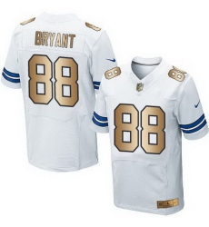 Nike Cowboys #88 Dez Bryant White Mens Stitched NFL Elite Gold Jersey