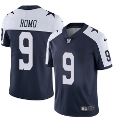 Nike Cowboys #9 Tony Romo Navy Blue Thanksgiving Mens Stitched NFL Vapor Untouchable Limited Throwback Jersey