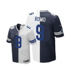 Nike Cowboys #9 Tony Romo Navy Blue White Mens Stitched NFL Elite Split Jersey