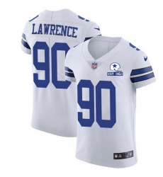 Nike Cowboys 90 DeMarcus Lawrence White Men Stitched With Established In 1960 Patch NFL New Elite Jersey