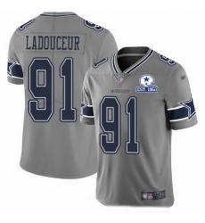 Nike Cowboys 91 L P  Ladouceur Gray Men Stitched With Established In 1960 Patch NFL Limited Inverted Legend Jersey