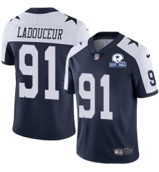 Nike Cowboys 91 L P  Ladouceur Navy Blue Thanksgiving Men Stitched With Established In 1960 Patch NFL Vapor Untouchable Limited Throwback Jersey