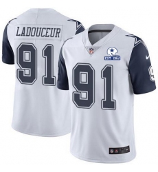 Nike Cowboys 91 L P  Ladouceur White Men Stitched With Established In 1960 Patch NFL Limited Rush Jersey