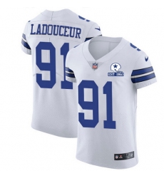 Nike Cowboys 91 L P  Ladouceur White Men Stitched With Established In 1960 Patch NFL New Elite Jersey