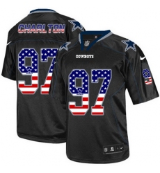 Nike Cowboys #97 Taco Charlton Black Mens Stitched NFL Elite USA Flag Fashion Jersey