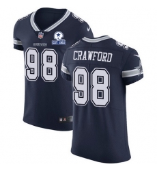 Nike Cowboys 98 Tyrone Crawford Navy Blue Team Color Men Stitched With Established In 1960 Patch NFL Vapor Untouchable Elite Jersey