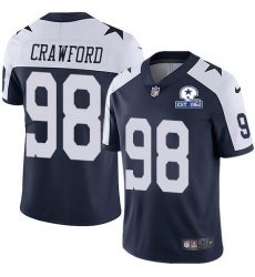 Nike Cowboys 98 Tyrone Crawford Navy Blue Thanksgiving Men Stitched With Established In 1960 Patch NFL Vapor Untouchable Limited Throwback Jersey