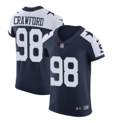 Nike Cowboys #98 Tyrone Crawford Navy Blue Thanksgiving Mens Stitched NFL Vapor Untouchable Throwback Elite Jersey
