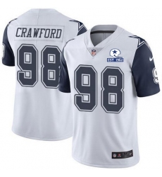 Nike Cowboys 98 Tyrone Crawford White Men Stitched With Established In 1960 Patch NFL Limited Rush Jersey
