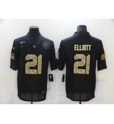 Nike Dallas Cowboys 21 Ezekiel Elliott Black Camo 2020 Salute To Service Limited Jersey