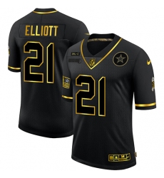 Nike Dallas Cowboys 21 Ezekiel Elliott Black Gold 2020 Salute To Service Limited Jersey