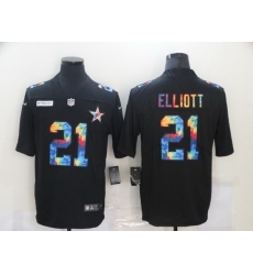 Nike Dallas Cowboys 21 Ezekiel Elliott Black Vapor Untouchable Rainbow Limited Jersey