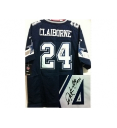 Nike Dallas Cowboys 24 Morris Claiborne Blue Elite Signed NFL Jersey