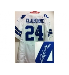 Nike Dallas Cowboys 24 Morris Claiborne White Elite Signed NFL Jersey