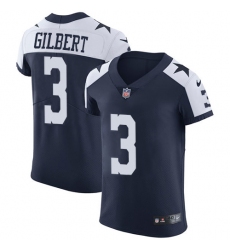 Nike Dallas Cowboys 3 Garrett Gilbert Navy Blue Thanksgiving Men Stitched NFL Vapor Untouchable Throwback Elite Jersey