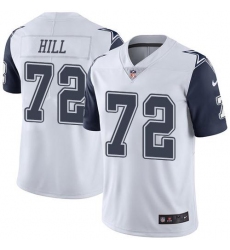 Nike Dallas Cowboys 72 Trysten Hill White Men Stitched NFL Limited Rush Jersey