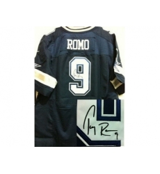 Nike Dallas Cowboys 9 Tony Romo Blue Elite Signed NFL Jersey