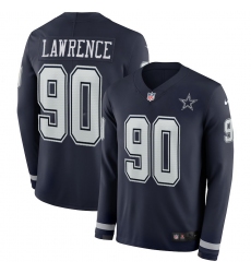 Nike Dallas Cowboys 90 Demarcus Lawrence Navy Therma Long Sleeve Jersey
