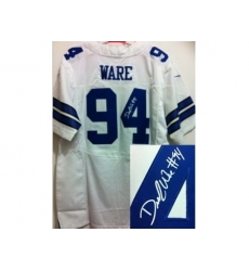 Nike Dallas Cowboys 94 DeMarcus Ware White Elite Signed NFL Jersey