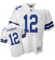 Reebok Dallas Cowboys 12 Roger Staubach Replica White Legend Throwback NFL Jersey