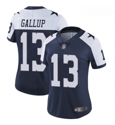 Cowboys #13 Michael Gallup Navy Blue Thanksgiving Women Stitched Football Vapor Untouchable Limited Throwback Jersey