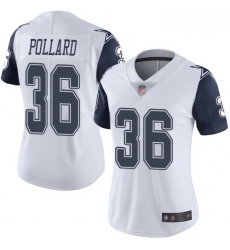 Cowboys #36 Tony Pollard White Women Stitched Football Limited Rush Jersey