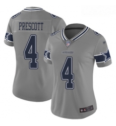 Cowboys #4 Dak Prescott Gray Women Stitched Football Limited Inverted Legend Jersey