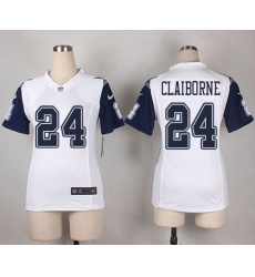 Nike Cowboys 24 Morris Claiborne White Womens Stitched NFL Elite Rush Jersey