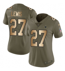 Nike Cowboys #27 Jourdan Lewis Olive Gold Womens 2017 Salute to Service NFL Limited Jersey