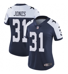 Nike Cowboys #31 Byron Jones Navy Blue Thanksgiving Womens Stitched NFL Vapor Untouchable Limited Throwback Jersey