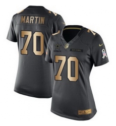 Nike Cowboys #70 Zack Martin Black Womens Stitched NFL Limited Gold Salute to Service Jersey