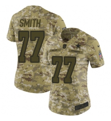 Nike Cowboys #77 Tyron Smith Camo Women Stitched NFL Limited 2018 Salute to Service Jersey