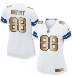Nike Cowboys #88 Dez Bryant White Womens Stitched NFL Elite Gold Jersey