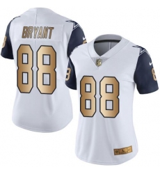 Nike Cowboys #88 Dez Bryant White Womens Stitched NFL Limited Gold Rush Jersey