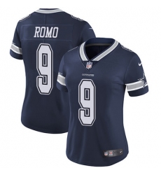 Nike Cowboys #9 Tony Romo Navy Blue Team Color Womens Stitched NFL Vapor Untouchable Limited Jersey