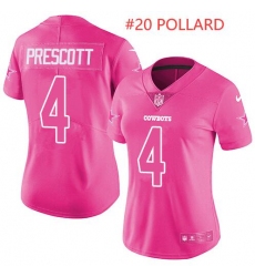 Women Dallas Cowboys #20 Tony Pollard Pink Stitched NFL Jersey