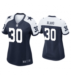Women Dallas Cowboys 30 DaRon Bland Navy White Stitched Game Jersey
