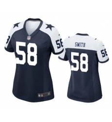 Women Dallas Cowboys 58 Mazi Smith White Thanksgiving Stitched Football Game Jersey