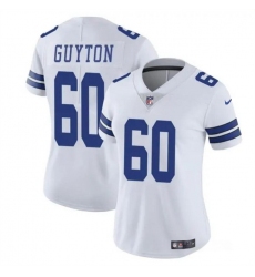 Women Dallas Cowboys 60 Tyler Guyton White 2024 Draft Vapor Limited Stitched Football Jersey