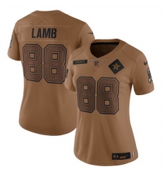 Women Dallas Cowboys 88 CeeDee Lamb 2023 Brown Salute To Service Limited Stitched Football Jersey 28Run Small uFF09
