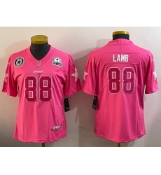 Women Dallas Cowboys 88 CeeDee Lamb Pink Vapor Untouchable Limited Stitched Football Jersey  1