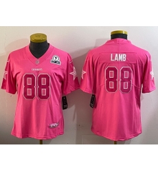 Women Dallas Cowboys 88 CeeDee Lamb Pink Vapor Untouchable Limited Stitched Football Jersey  3