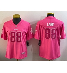 Women Dallas Cowboys 88 CeeDee Lamb Pink Vapor Untouchable Limited Stitched Football Jersey 