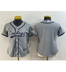 Women Dallas Cowboys Blank Grey With Patch Cool Base Stitched Baseball Jersey