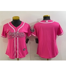 Women Dallas Cowboys Blank Pink With Patch Cool Base Stitched Baseball Jersey